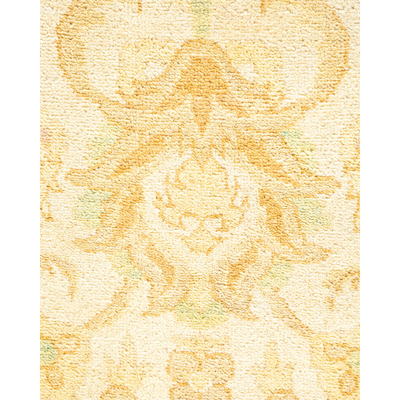 Ivory and Red Hand-Knotted Wool Oriental 8' x 10' Rug