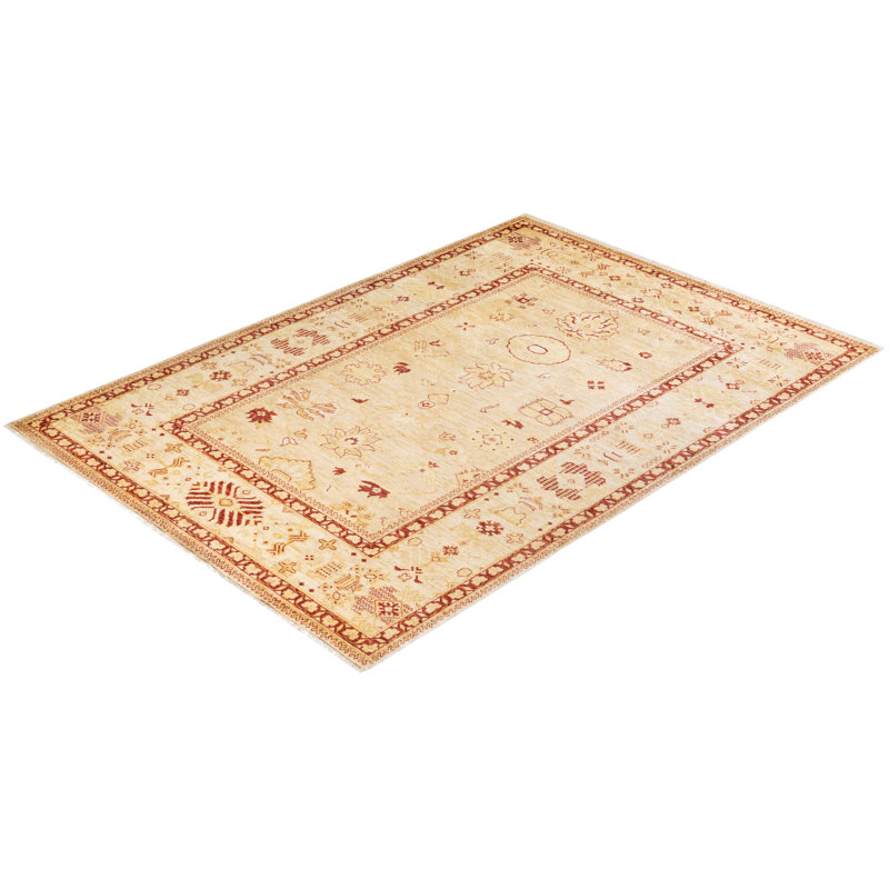 Elegant Ivory Hand-Knotted Wool Area Rug 8' x 10'