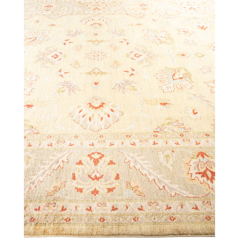 Hand-Knotted Artisan Ivory Wool 8' x 10' Rectangular Area Rug