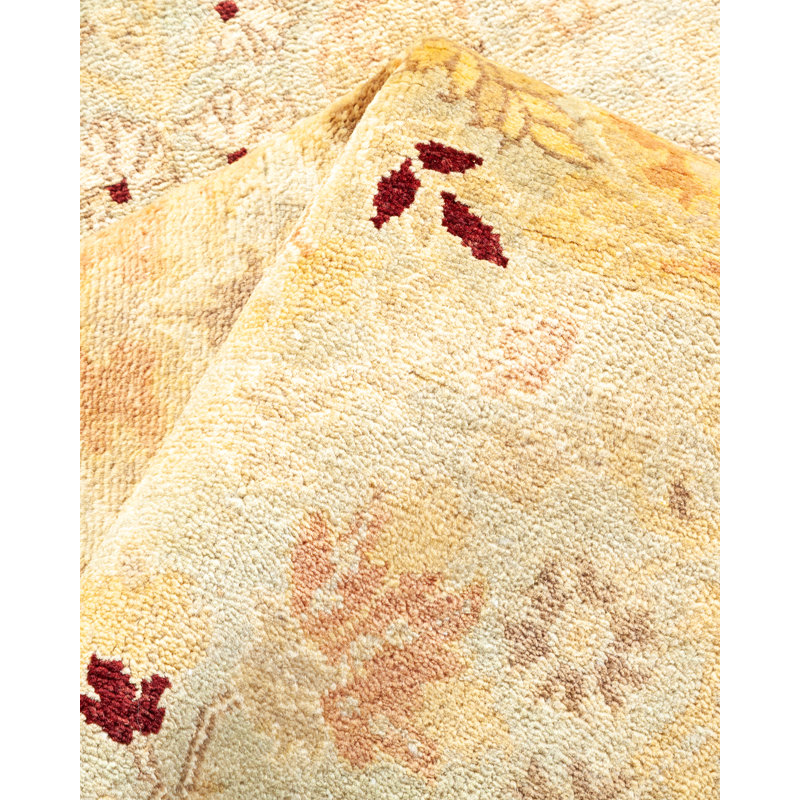 Hand-Knotted Light Blue Floral Wool Area Rug 5'10" x 9'1"