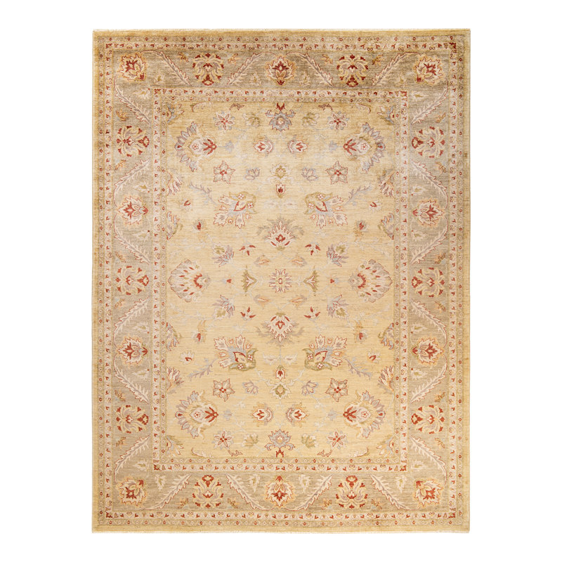 Hand-Knotted Artisan Ivory Wool 8' x 10' Rectangular Area Rug
