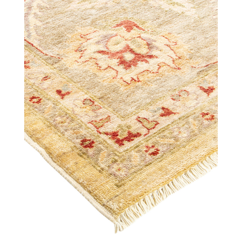 Hand-Knotted Artisan Ivory Wool 8' x 10' Rectangular Area Rug
