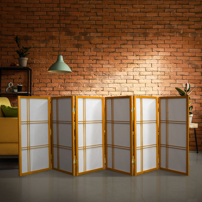 Honey 3 ft. Short Folding Shoji Screen with 6 Panels