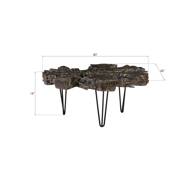 Contemporary Gray Round Wood & Metal Coffee Table, 40"
