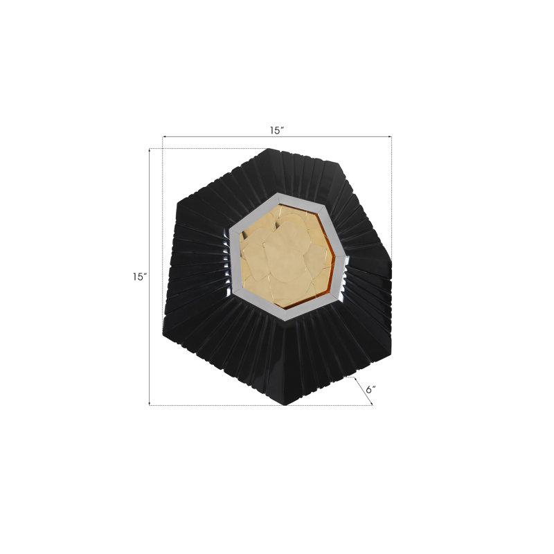 Large Black and Gold Hexagon Wall Tile with Mirror