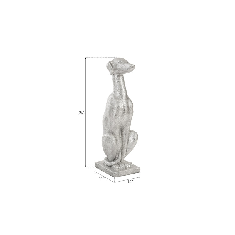 Silver Resin Contemporary Greyhound Statue, 36-Inch