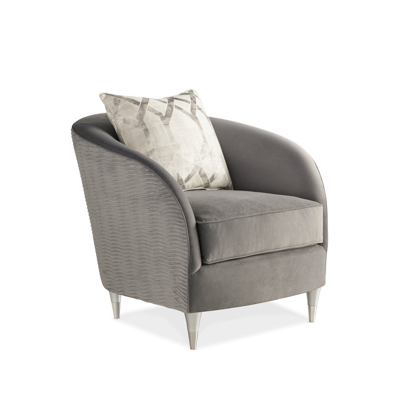 Farrah 32'' Gray Velvet Transitional Barrel Chair