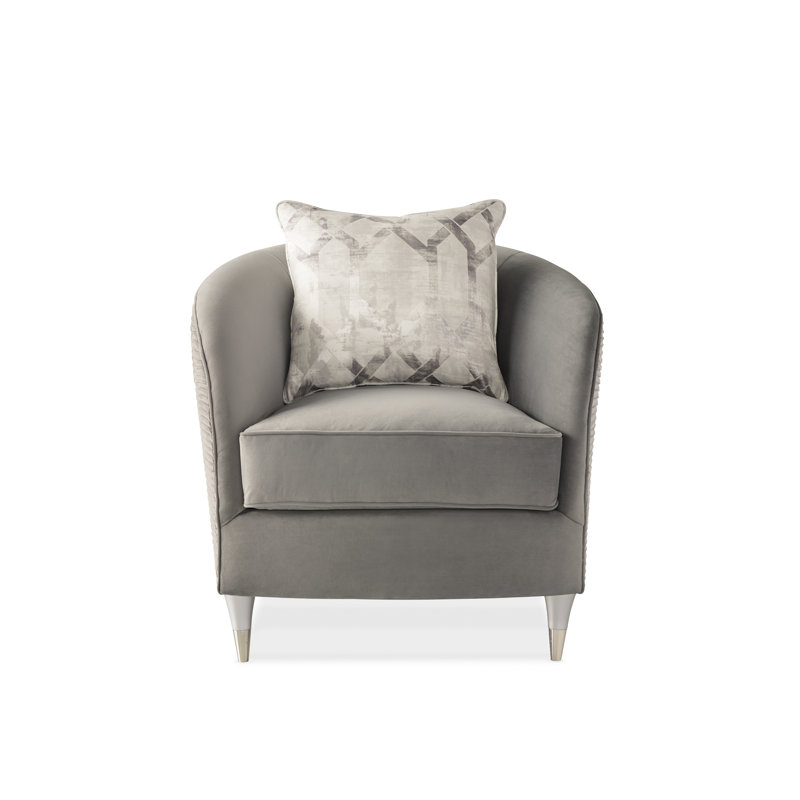 Farrah 32'' Gray Velvet Transitional Barrel Chair