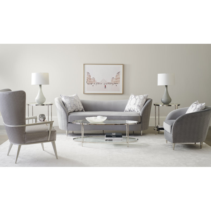 Farrah 32'' Gray Velvet Transitional Barrel Chair