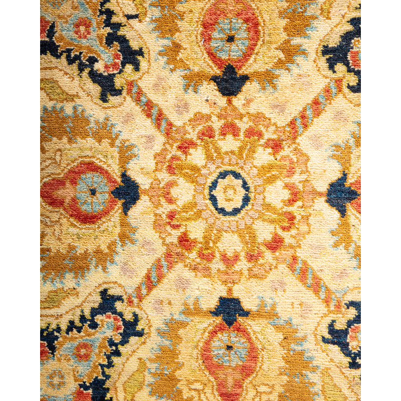 Handmade Blue Wool 6'1" x 9' Rectangular Area Rug
