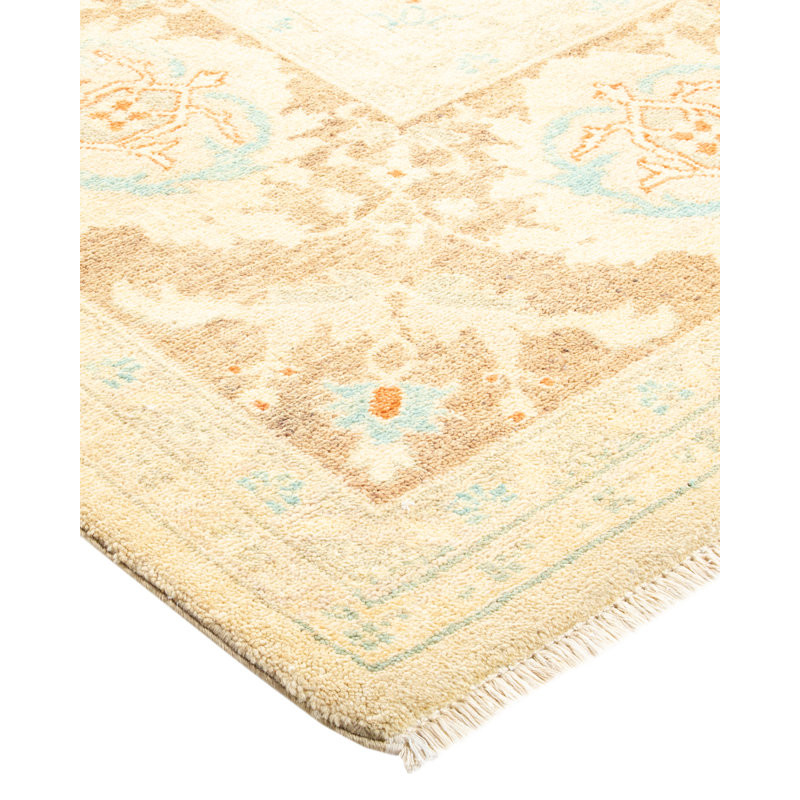 Ivory Hand-Knotted Wool 9' x 12' Area Rug