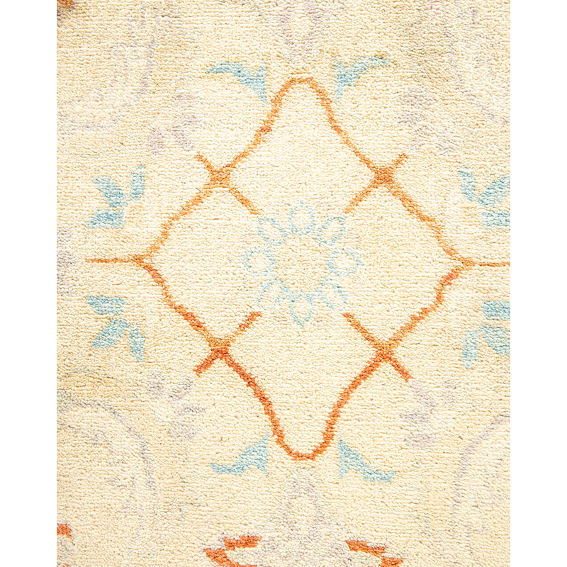 Ivory Hand-Knotted Wool 9' x 12' Area Rug