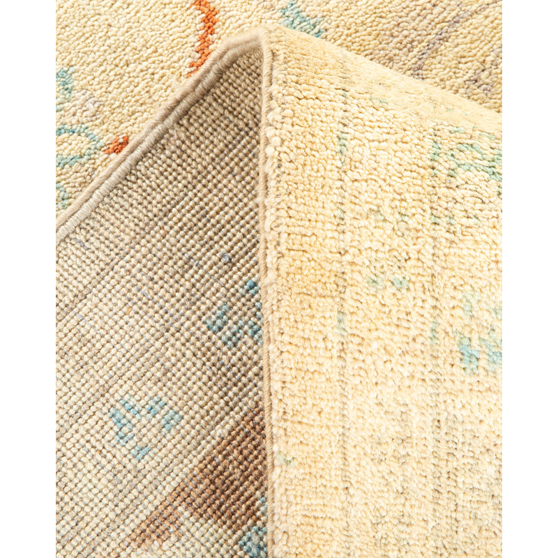 Ivory Hand-Knotted Wool 9' x 12' Area Rug
