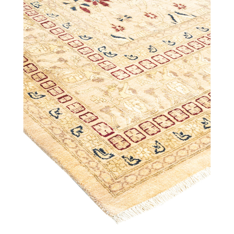 Sunny Traditions 6' x 9' Hand-Knotted Wool Area Rug in Yellow