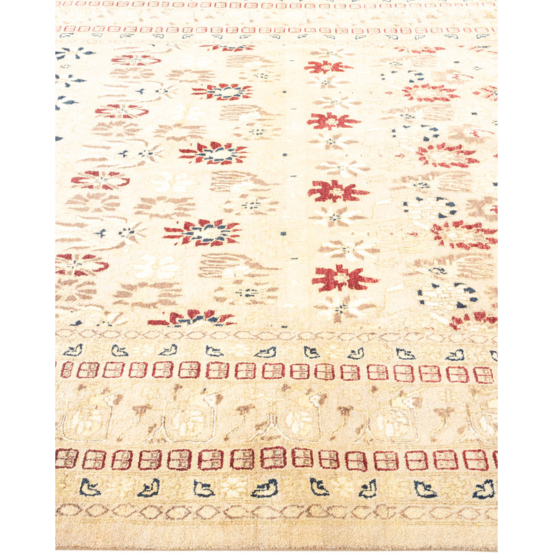 Sunny Traditions 6' x 9' Hand-Knotted Wool Area Rug in Yellow