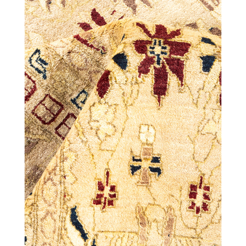Sunny Traditions 6' x 9' Hand-Knotted Wool Area Rug in Yellow