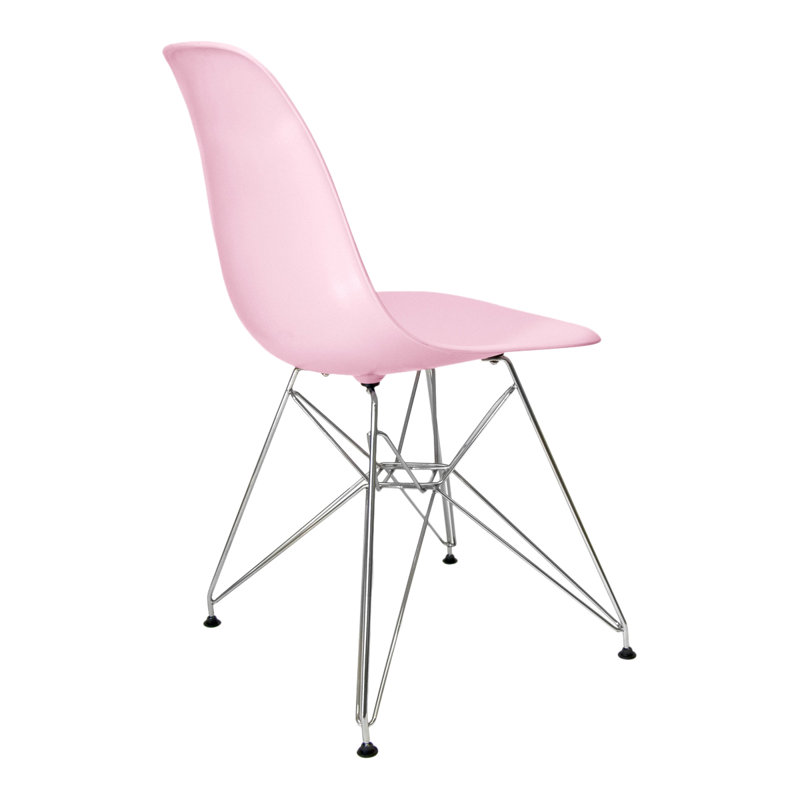 Mid-Century Classic Pink Matte Metal Side Chair