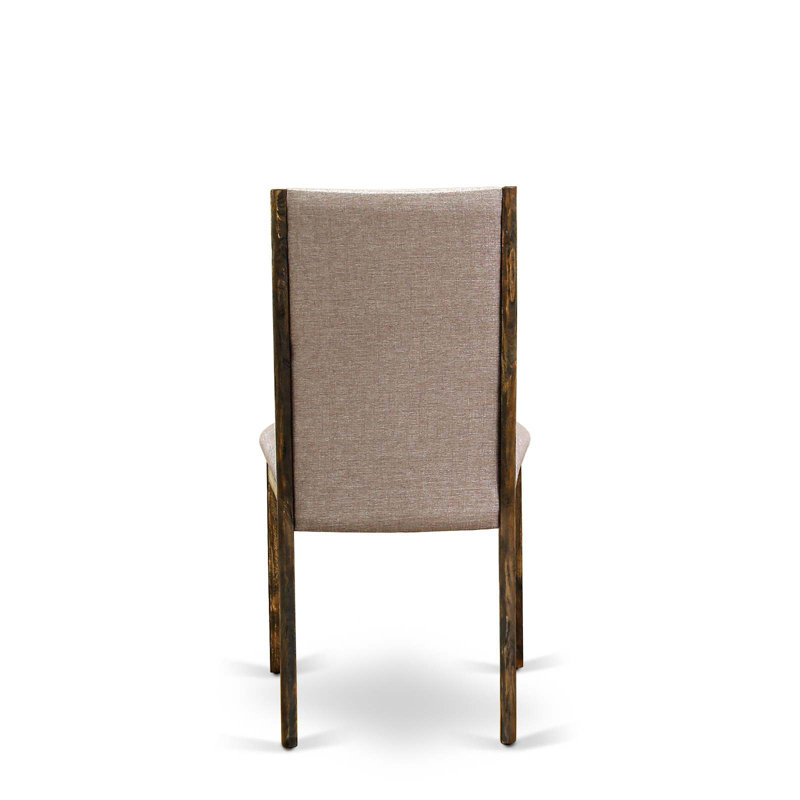 Distressed Jacobean 7-Piece Rubberwood Dining Set with Dark Khaki Chairs