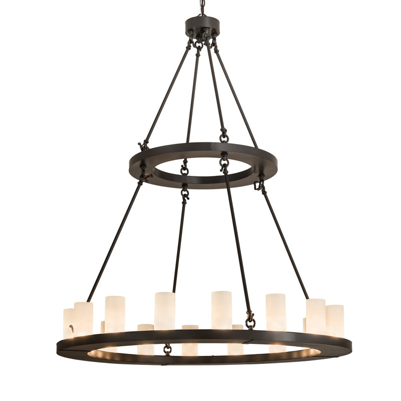 Loxley 16-Light Timeless Bronze Chandelier with Frosted Glass Shades