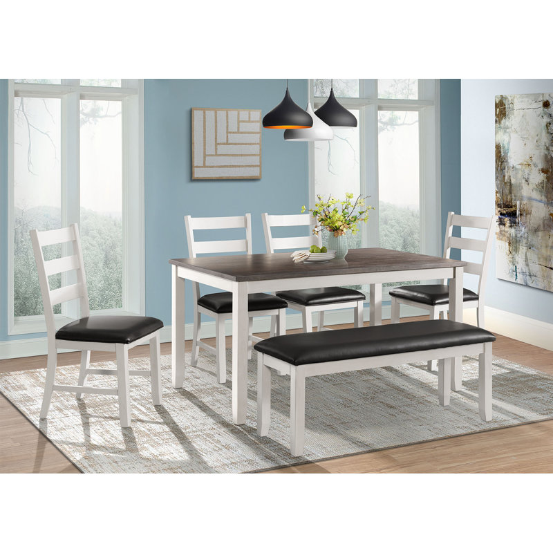 High Slat Ladderback Side Chair in White and Brown Faux Leather