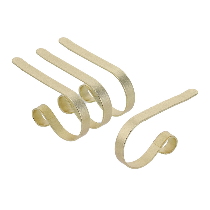 Glimmer Gold Adjustable Metal MantleClip Stocking Holders, 4-Pack