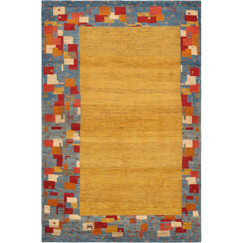 Tribal Elegance Hand-Knotted Wool Area Rug in Red, Gold, and Blue