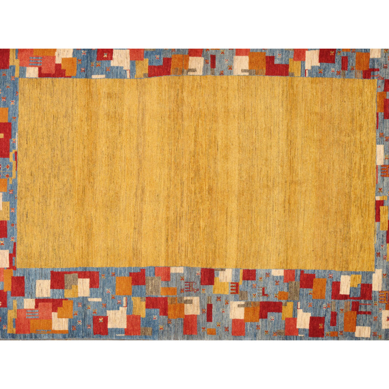 Tribal Elegance Hand-Knotted Wool Area Rug in Red, Gold, and Blue