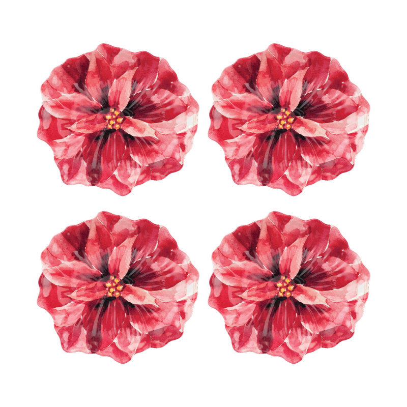 Holiday Poinsettia Melamine Dinnerware Set - Service for 4