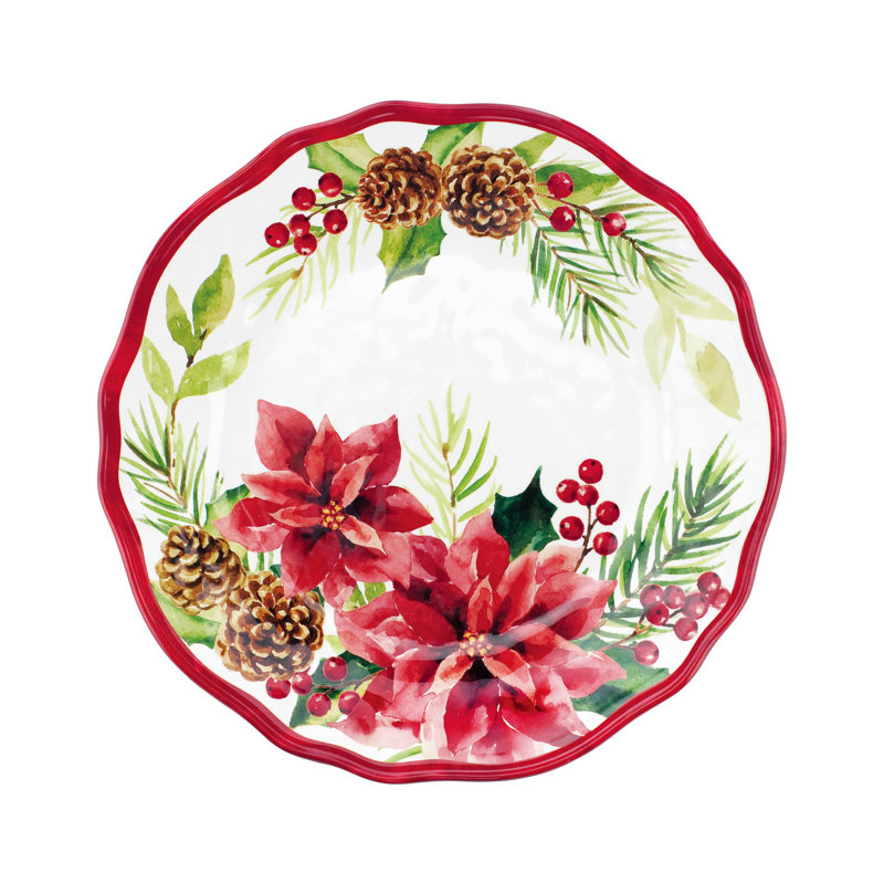 Holiday Poinsettia Melamine Dinnerware Set - Service for 4