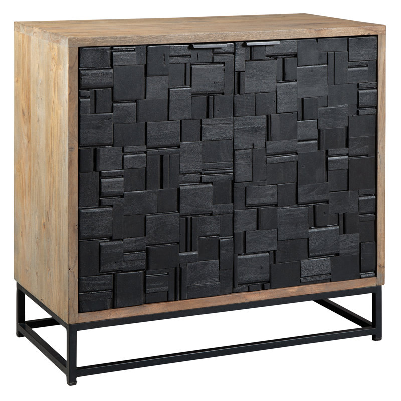 Black Parquet Pattern Solid Wood Storage Cabinet