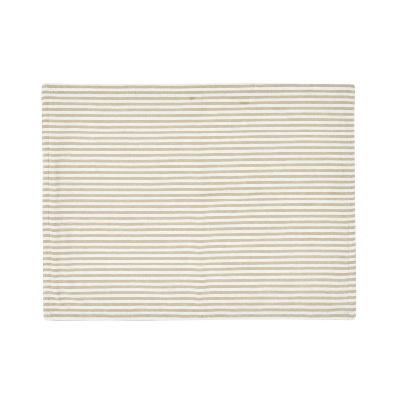 Neutral Striped Cotton Blend Rectangular Placemat Set