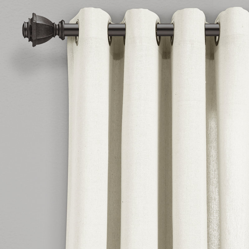 Light Linen Cotton Blend Grommet Window Curtain Panels