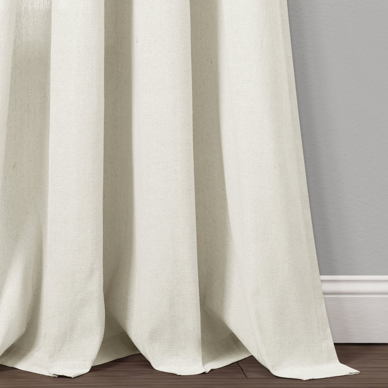 Light Linen Cotton Blend Grommet Window Curtain Panels
