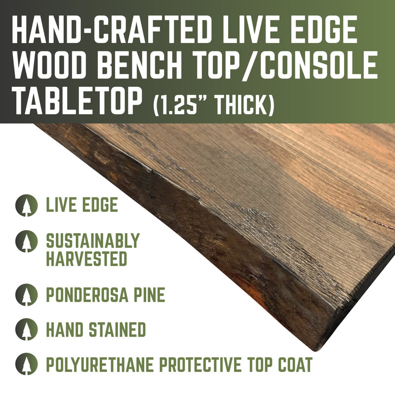 Trail Brown Rustic Reclaimed Pine Wood Console Tabletop 48x16 Inches