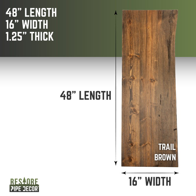 Trail Brown Rustic Reclaimed Pine Wood Console Tabletop 48x16 Inches