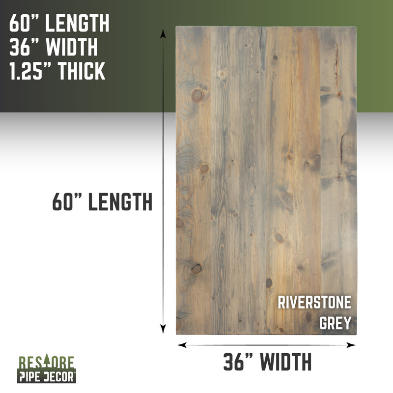 Restore Riverstone Grey Reclaimed Pine Wood Dining Tabletop 60"