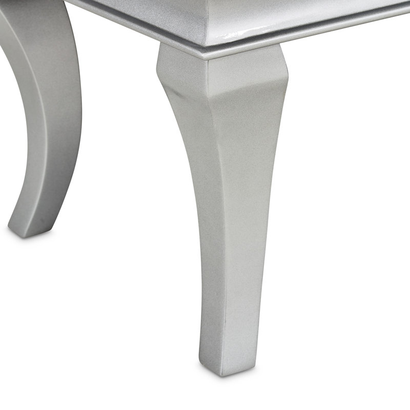 Pearl Faux Fur Upholstered Bench with Platinum Legs