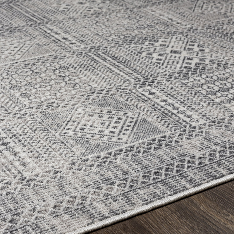 Gray Aavyn 8'10" x 12' Easy-Care Synthetic Patchwork Rug