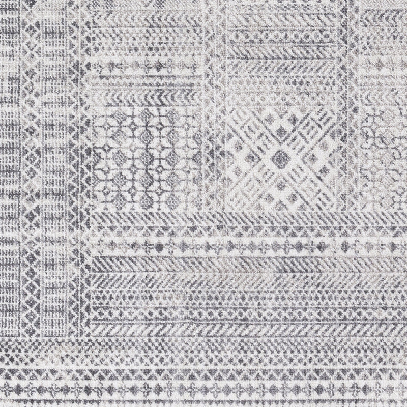Gray Aavyn 8'10" x 12' Easy-Care Synthetic Patchwork Rug