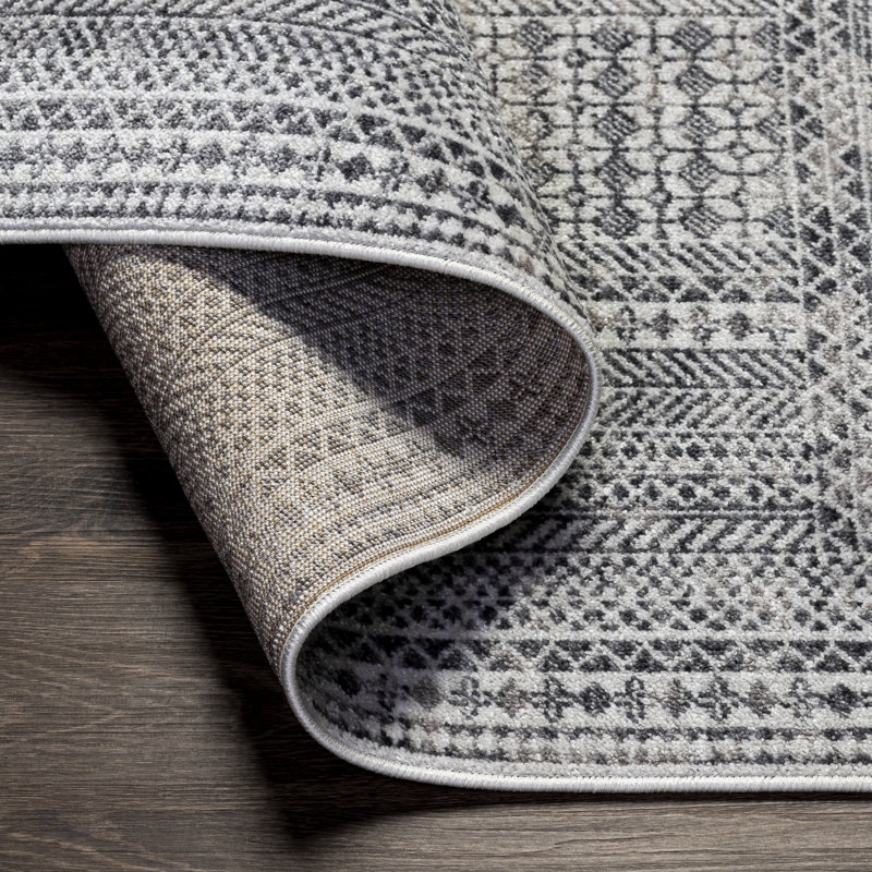 Gray Aavyn 8'10" x 12' Easy-Care Synthetic Patchwork Rug