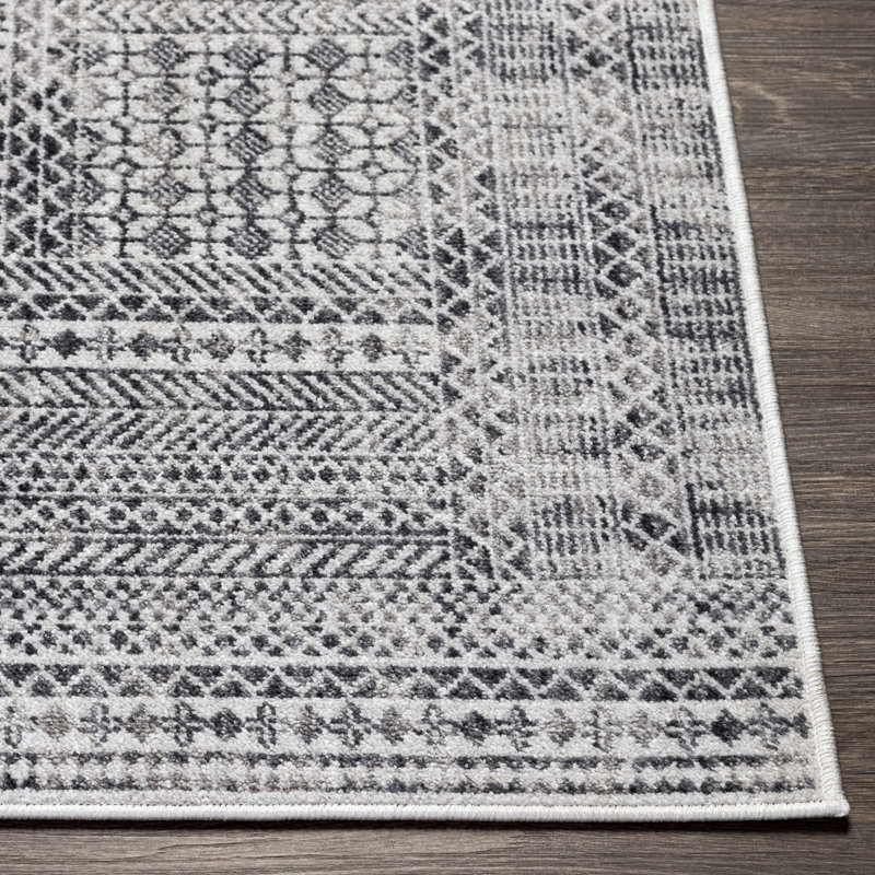 Gray Aavyn 8'10" x 12' Easy-Care Synthetic Patchwork Rug