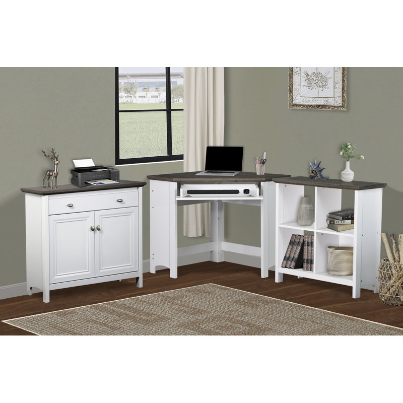 Olivia Gray Oak and White 4-Cube Wooden Bookcase