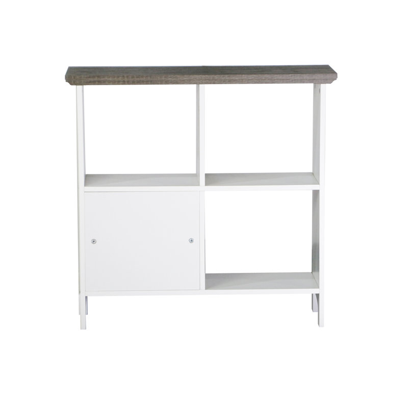 Olivia Gray Oak and White 4-Cube Wooden Bookcase