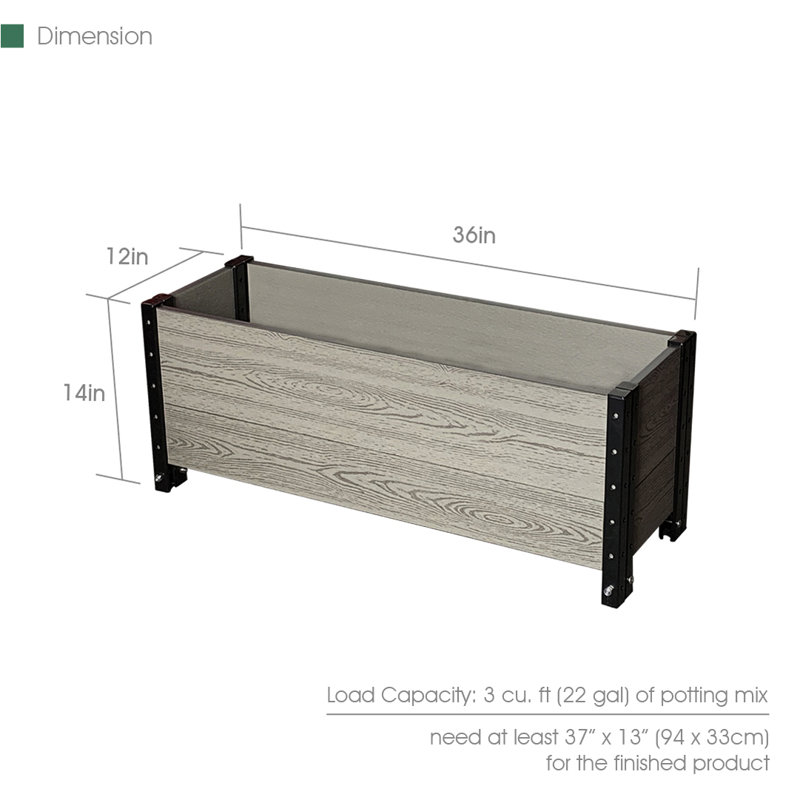 Contemporary Everbloom Grey Rectangular Raised Bed Planter with Wheels