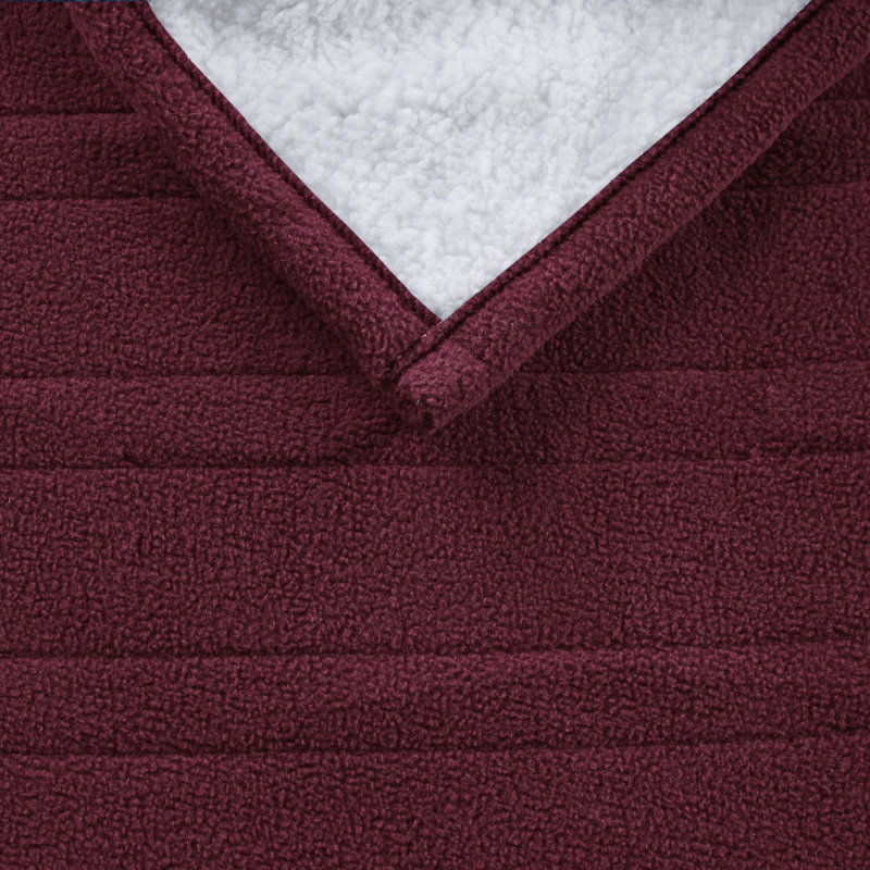 Burgundy Fleece and Sherpa Reversible Heated Throw, 50x60 inch