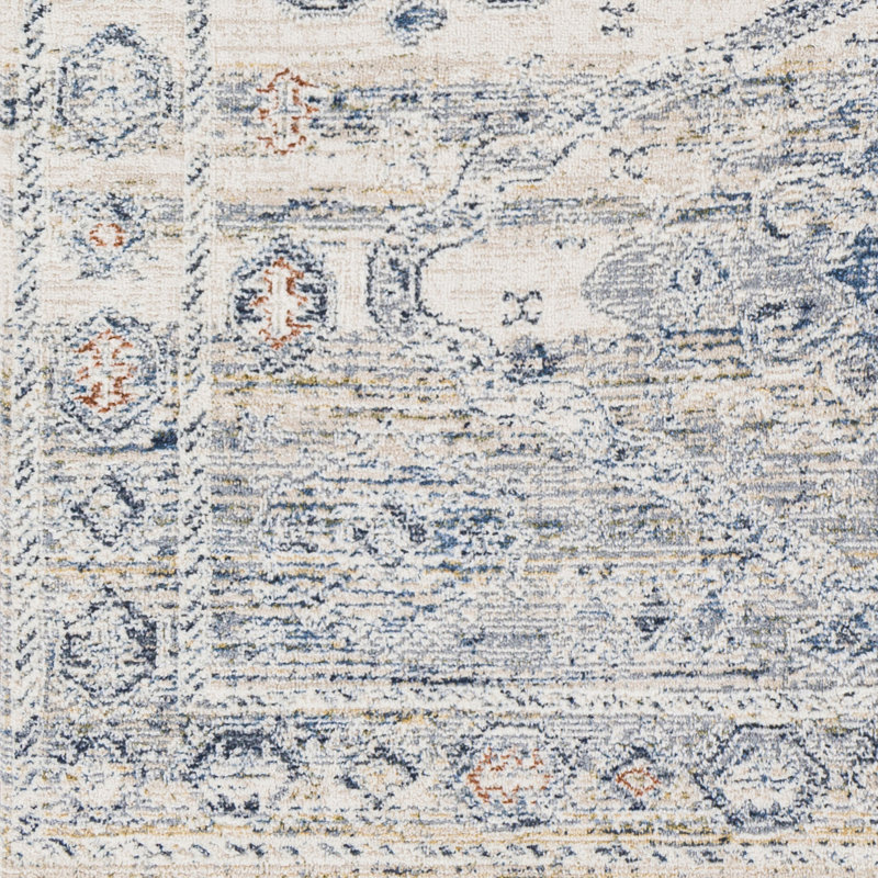 Gray Floral Motif Rectangular Synthetic Area Rug