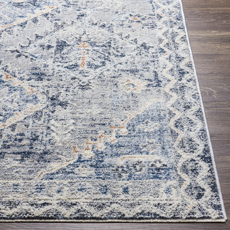 Elegant Gray Southwestern Runner Rug, Synthetic 2'6" x 8'