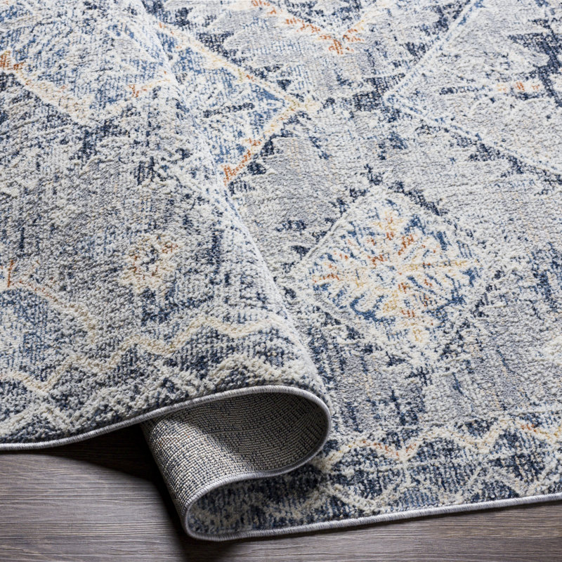 Elegant Gray Southwestern Runner Rug, Synthetic 2'6" x 8'