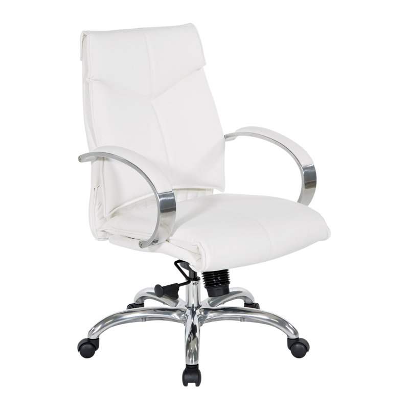 Lakimberly High Back White Faux Leather Swivel Executive Chair