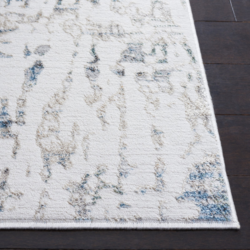Bel Air Abstract Gray Synthetic Easy-Care Runner Rug - 2'2" x 9'